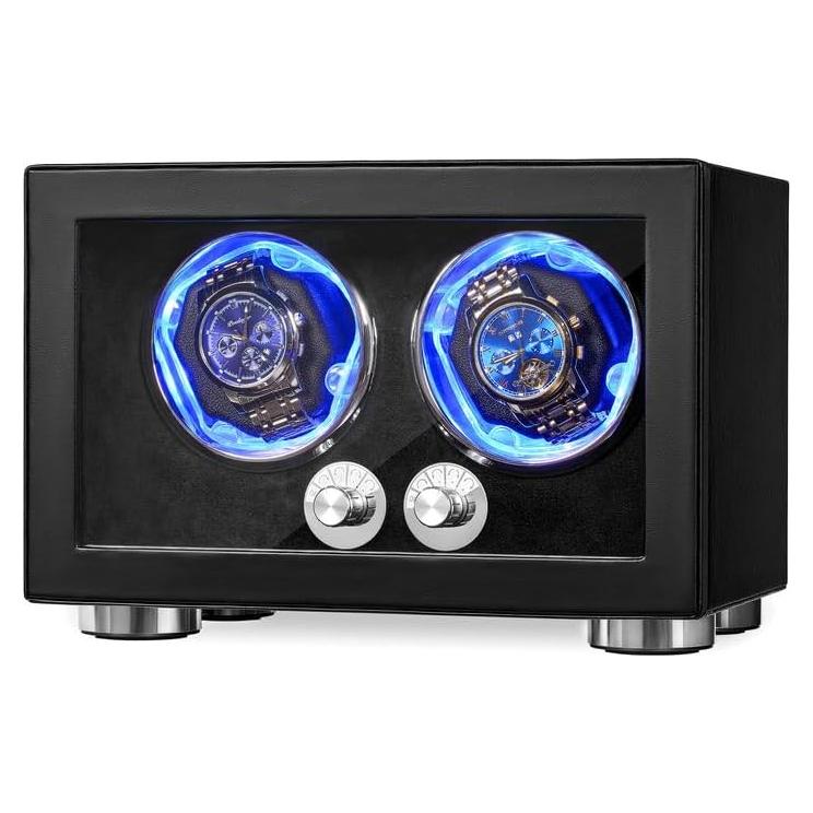 Reloj Winder Doble ANWBROAD con LED y 4 Modos de Rotación