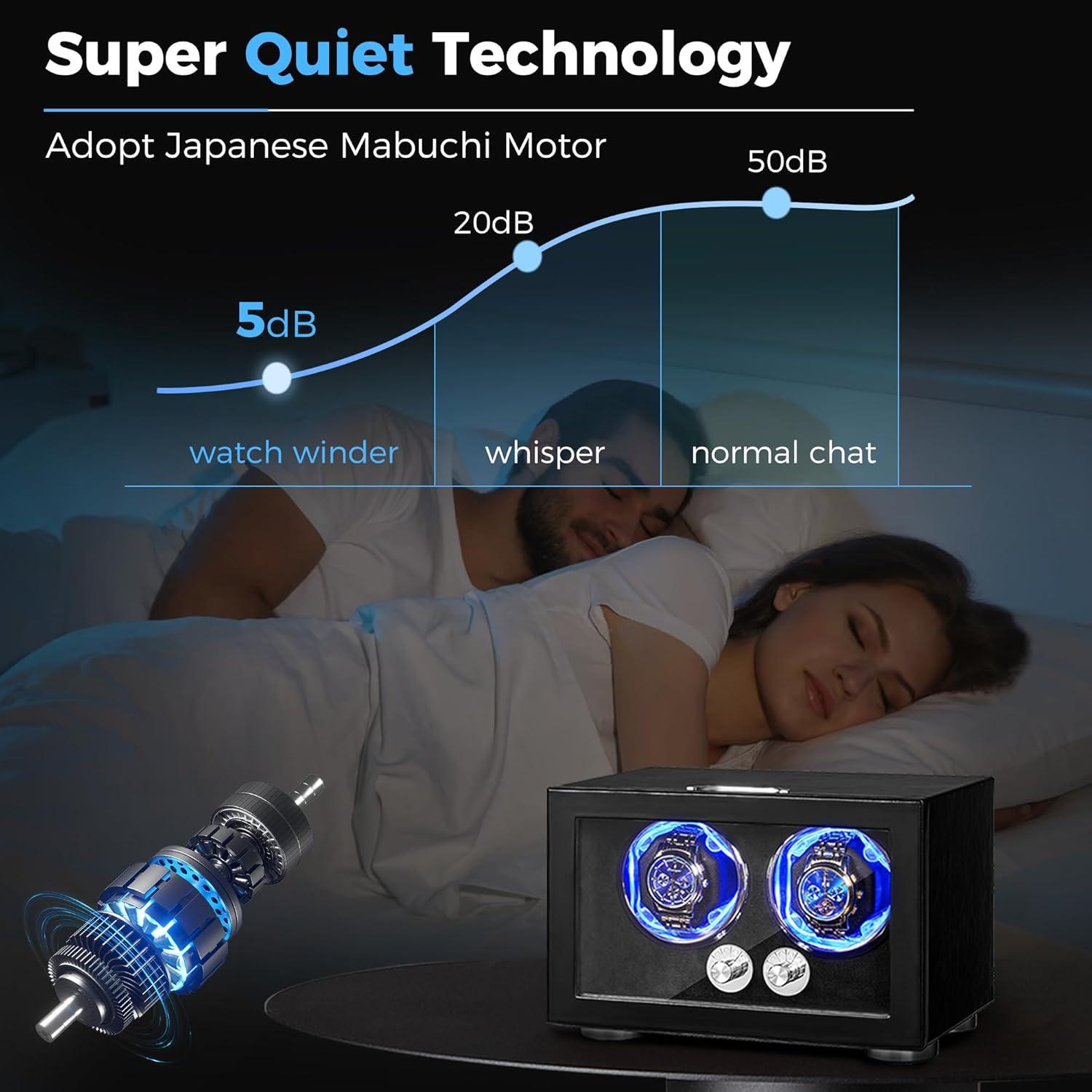 Reloj Winder Doble ANWBROAD con LED y 4 Modos de Rotación