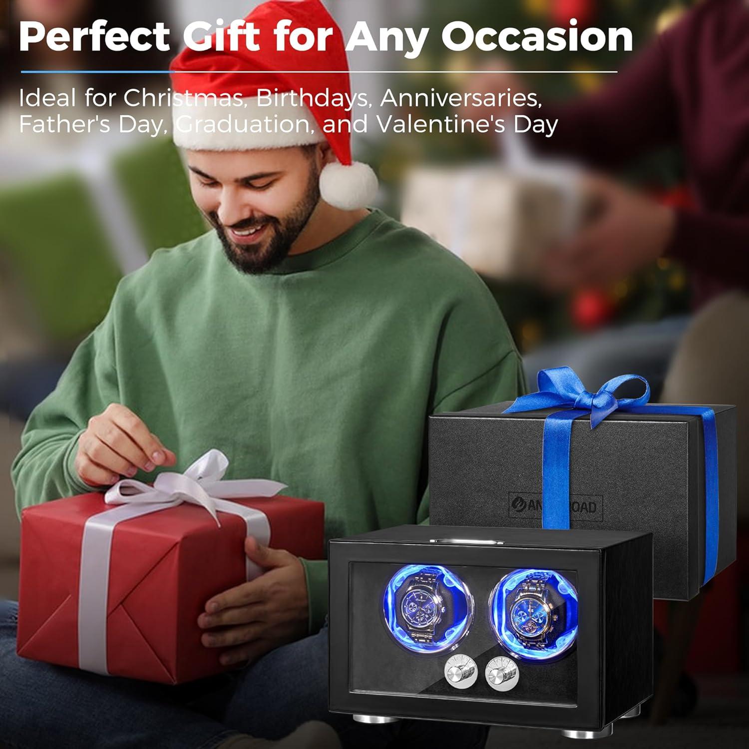 Reloj Winder Doble ANWBROAD con LED y 4 Modos de Rotación