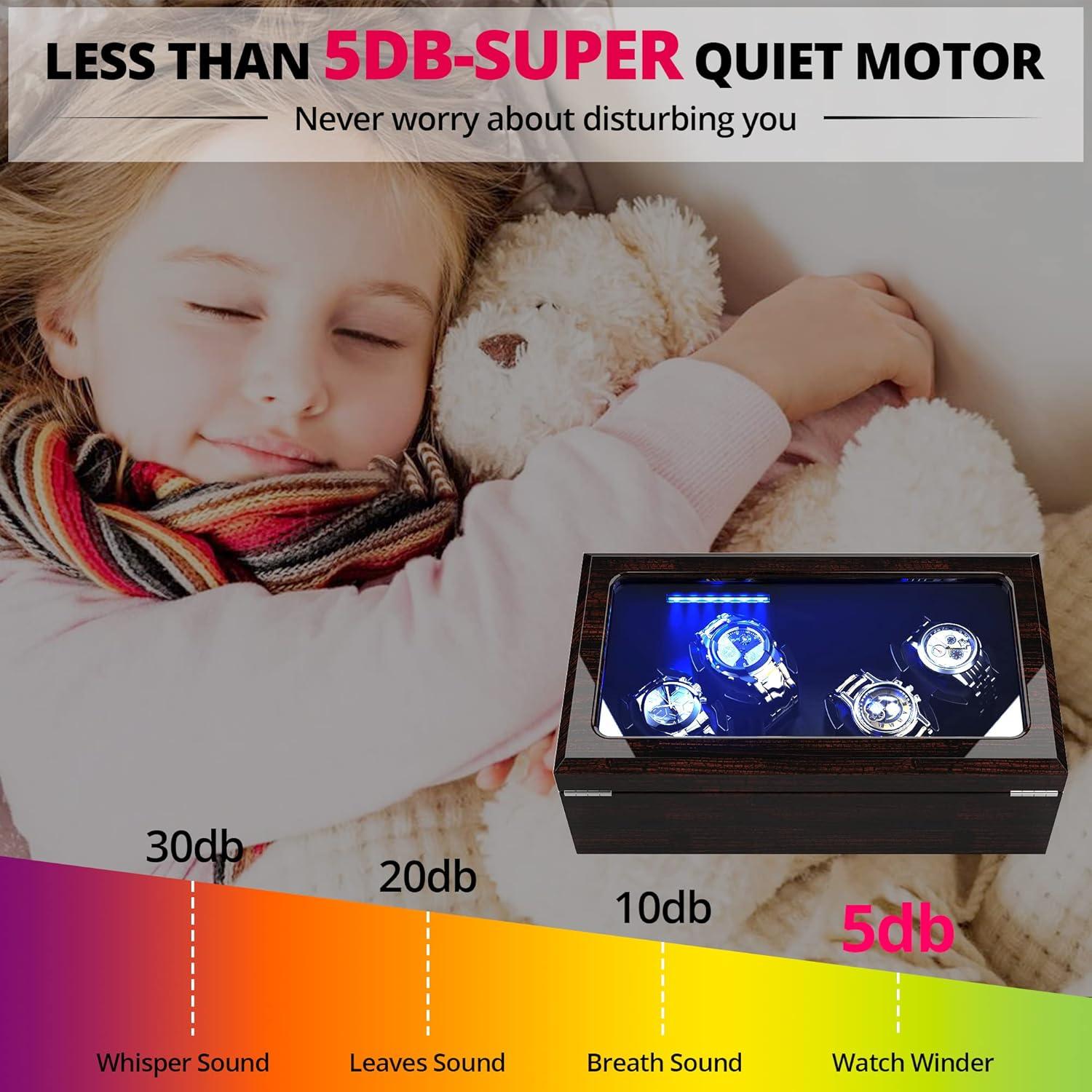 Cofre de Reloj Automático INCLAKE 4 Relojes Luz LED