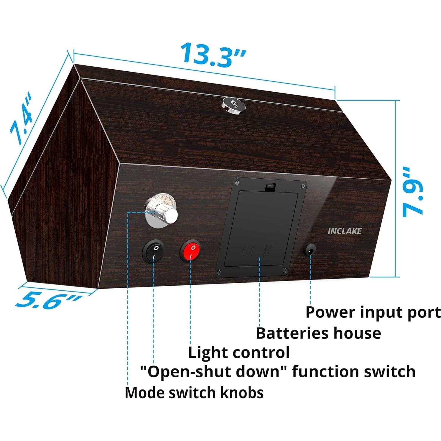 Cofre de Reloj Automático INCLAKE 4 Relojes Luz LED
