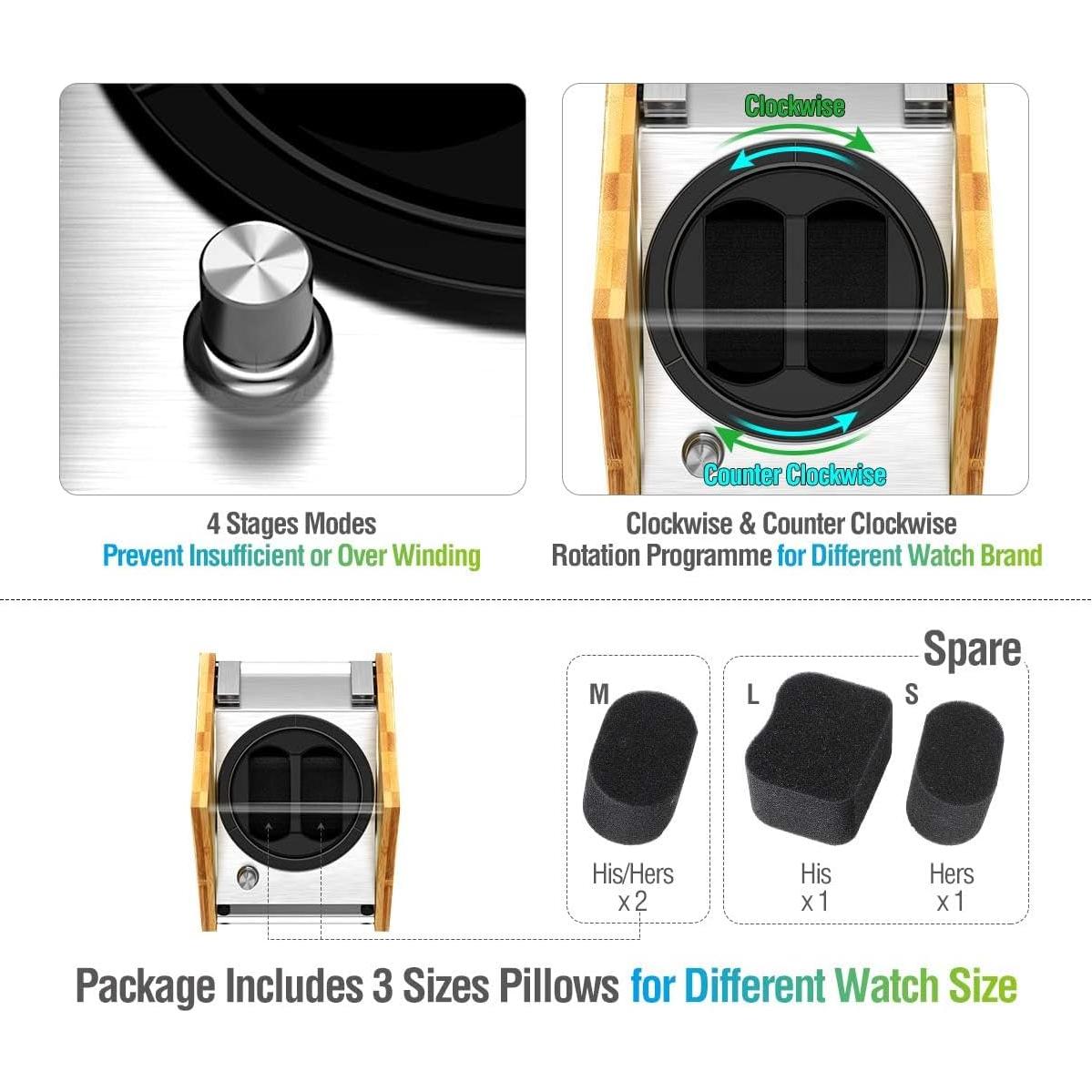 Reloj Winder Doble Reloj Winder Smith Bambú 2 Automático