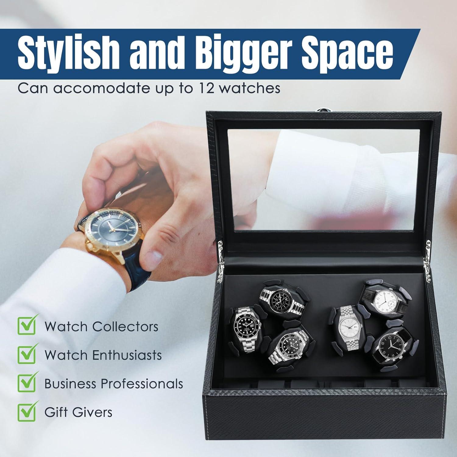 Enrollador de Relojes Automáticos JuviPerpric 6+6 con Luz LED