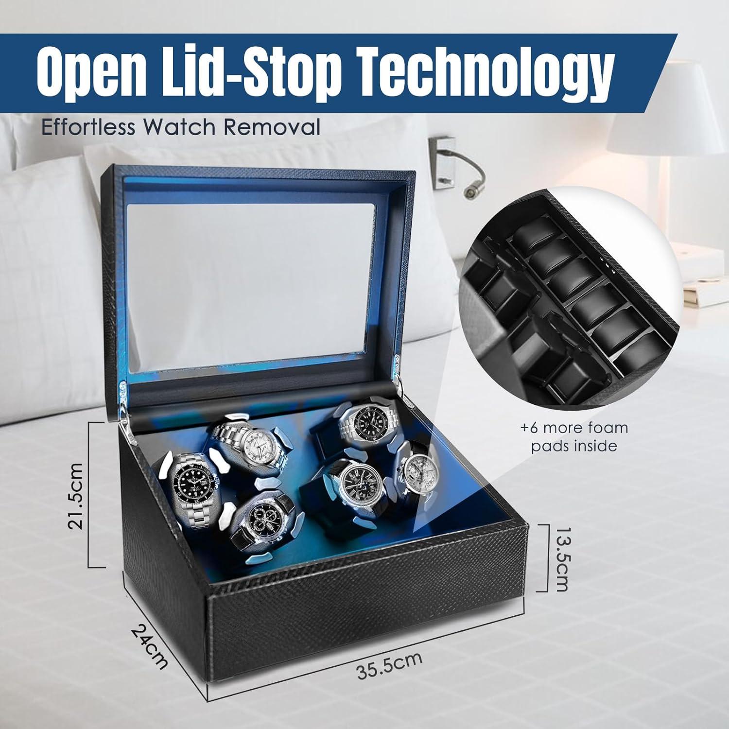 Enrollador de Relojes Automáticos JuviPerpric 6+6 con Luz LED