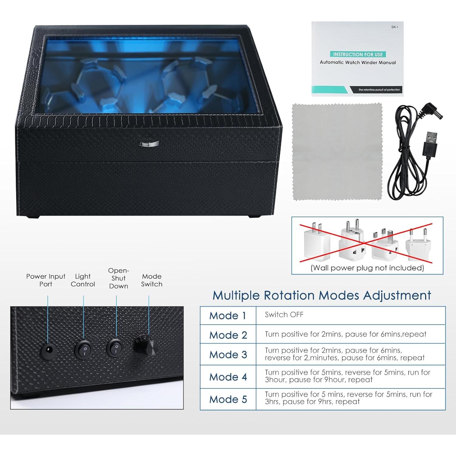 Enrollador de Relojes Automáticos JuviPerpric 6+6 con Luz LED