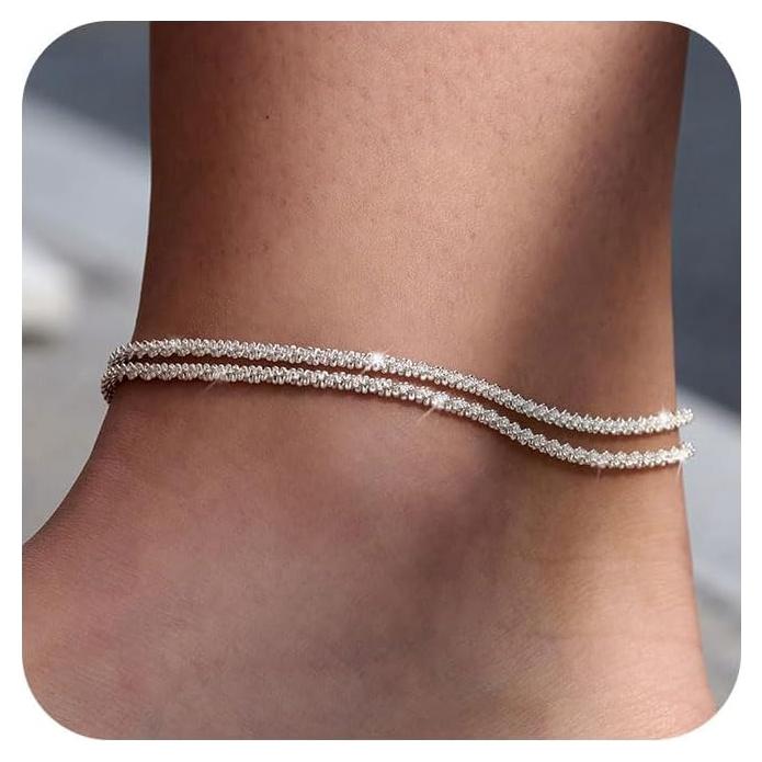 Pulsera de Tobillo de Plata Esterlina Freekiss - Ajustable 21.6 cm