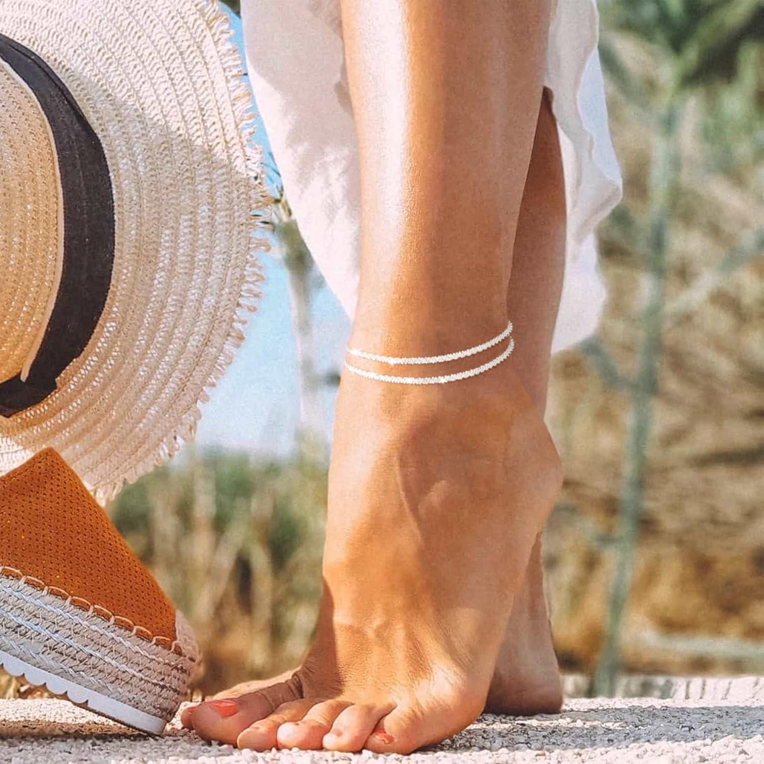 Pulsera de Tobillo de Plata Esterlina Freekiss - Ajustable 21.6 cm