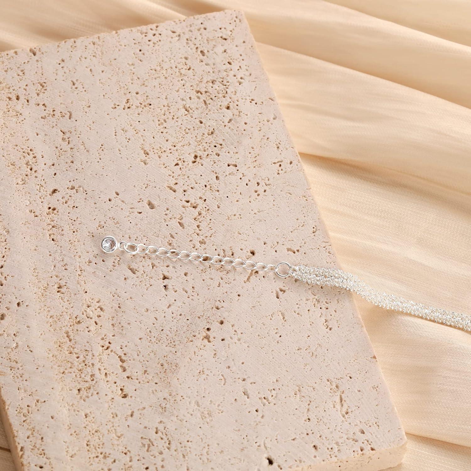 Pulsera de Tobillo de Plata Esterlina Freekiss - Ajustable 21.6 cm