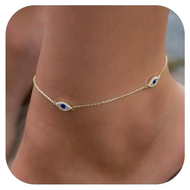 Tobilleras de Oro 14K para Mujeres Ajustables con Diamantes