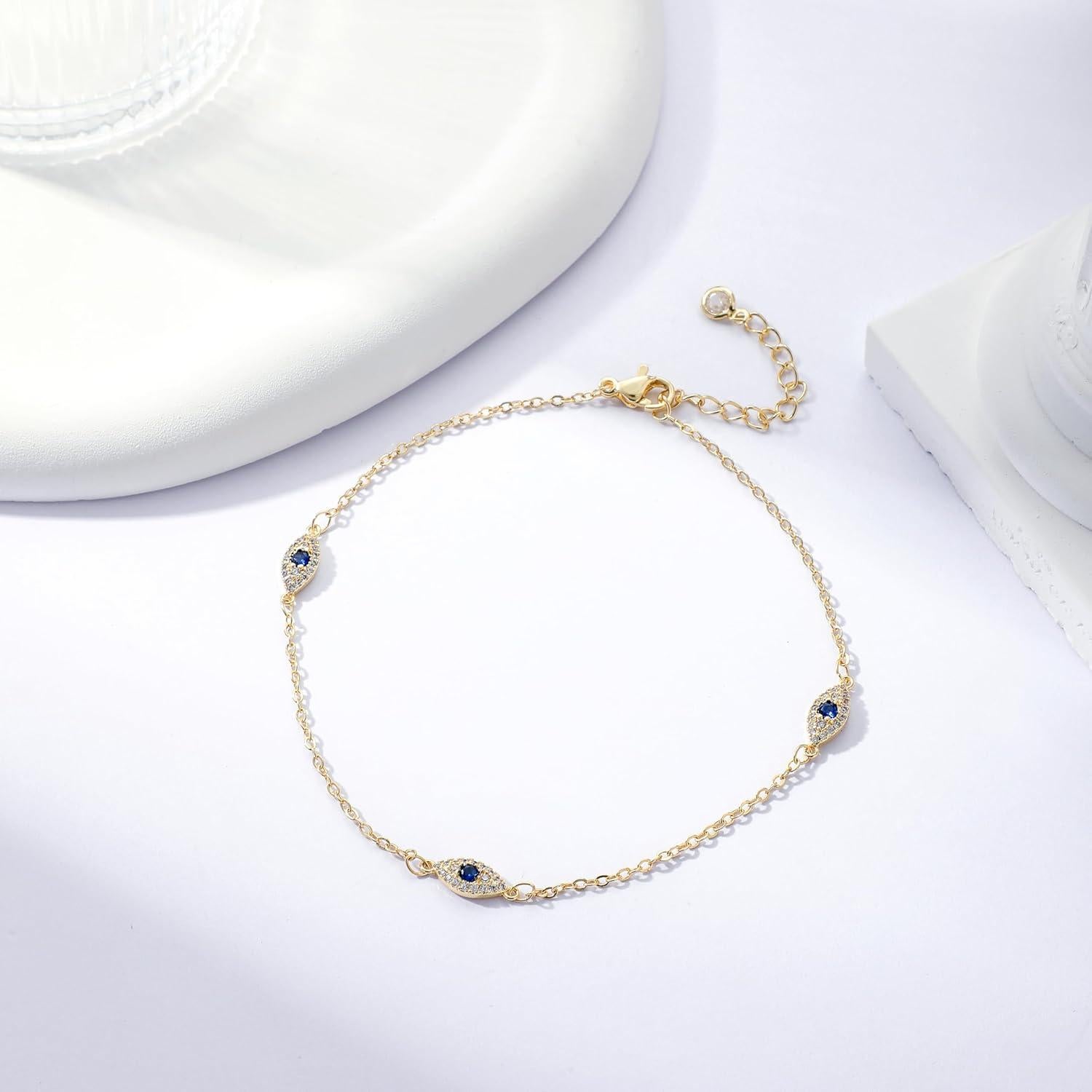 Tobilleras de Oro 14K para Mujeres Ajustables con Diamantes