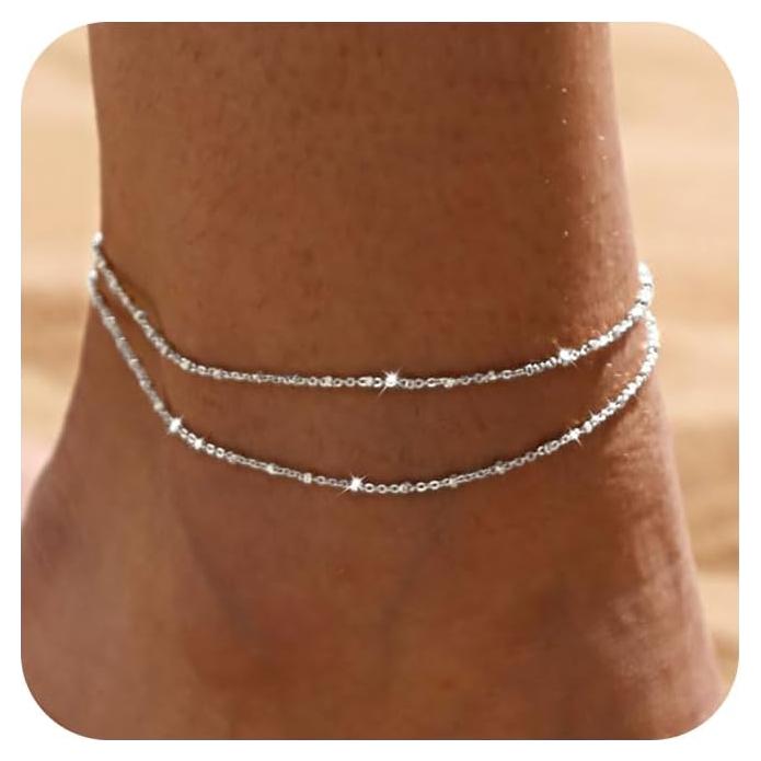 Tobilleras de Plata Esterlina LEXODY Ajustables para Mujeres