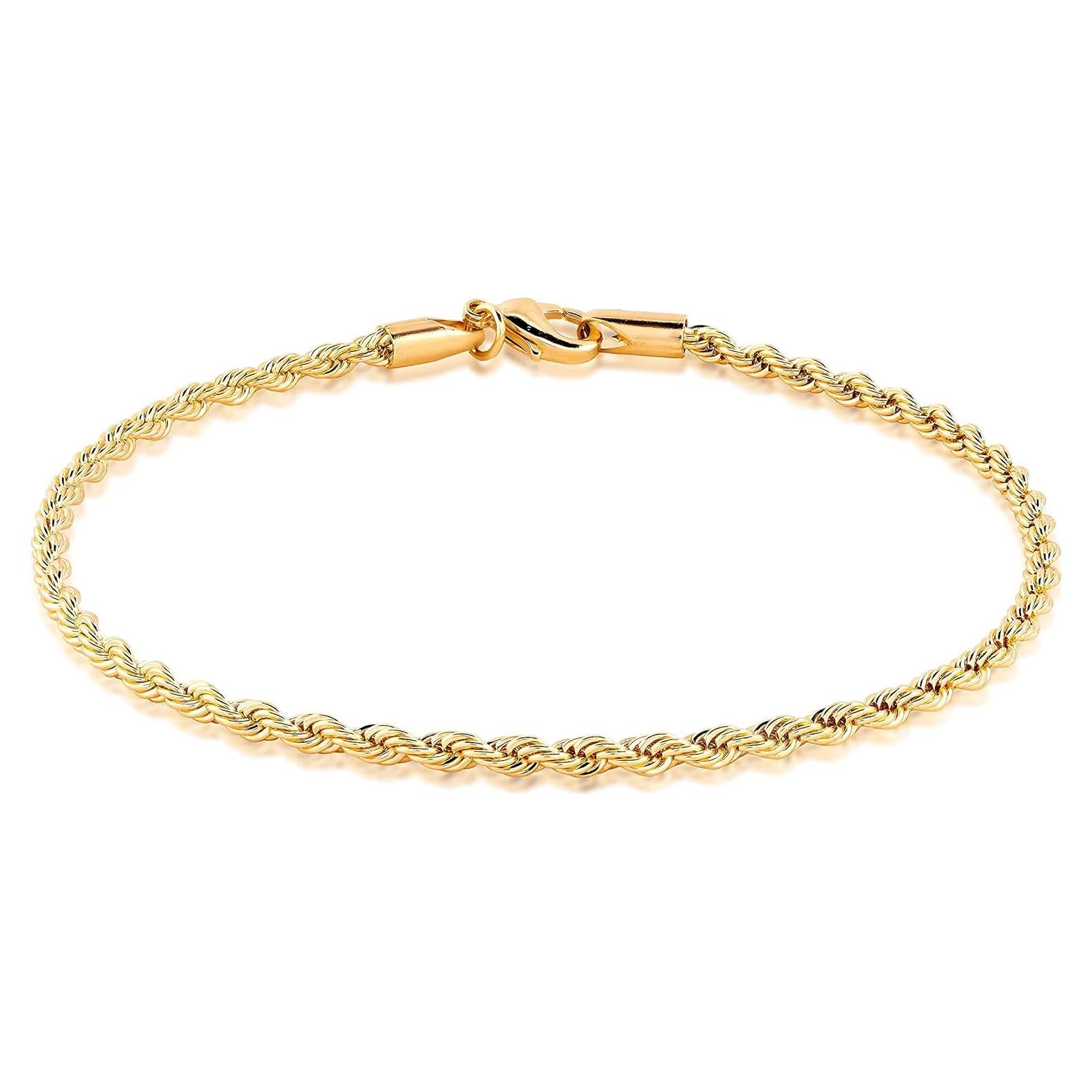 Pulsera de Tobillo Trenzada de Oro 18K Barzel 2.7mm 25.4cm