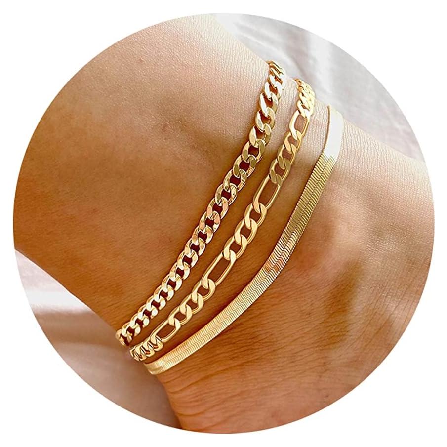 Conjunto de Pulseras de Tobillo DEARMAY Oro 14K Mujeres