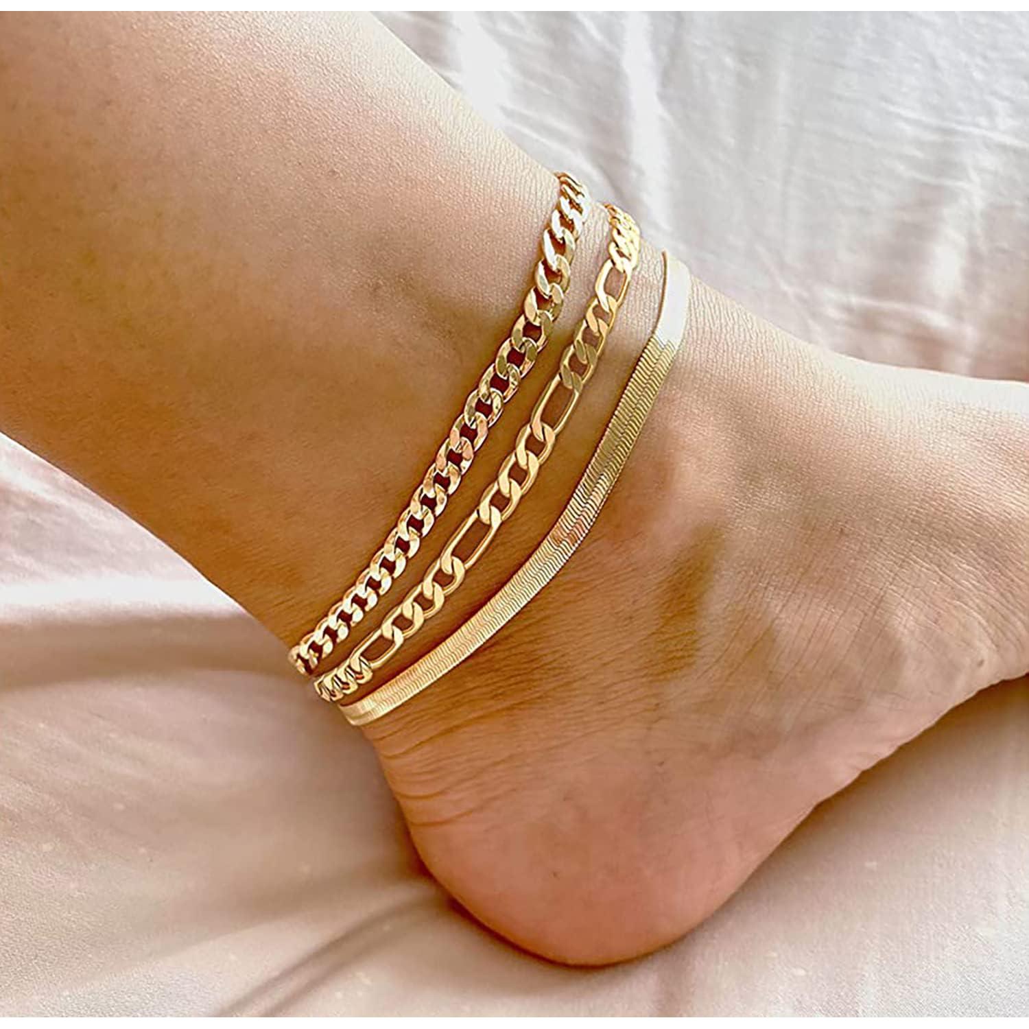 Conjunto de Pulseras de Tobillo DEARMAY Oro 14K Mujeres
