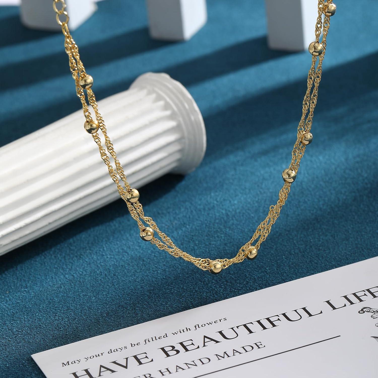 Pulsera de Tobillo Jecomy Oro 14K Hipoalergénica 21.1 cm