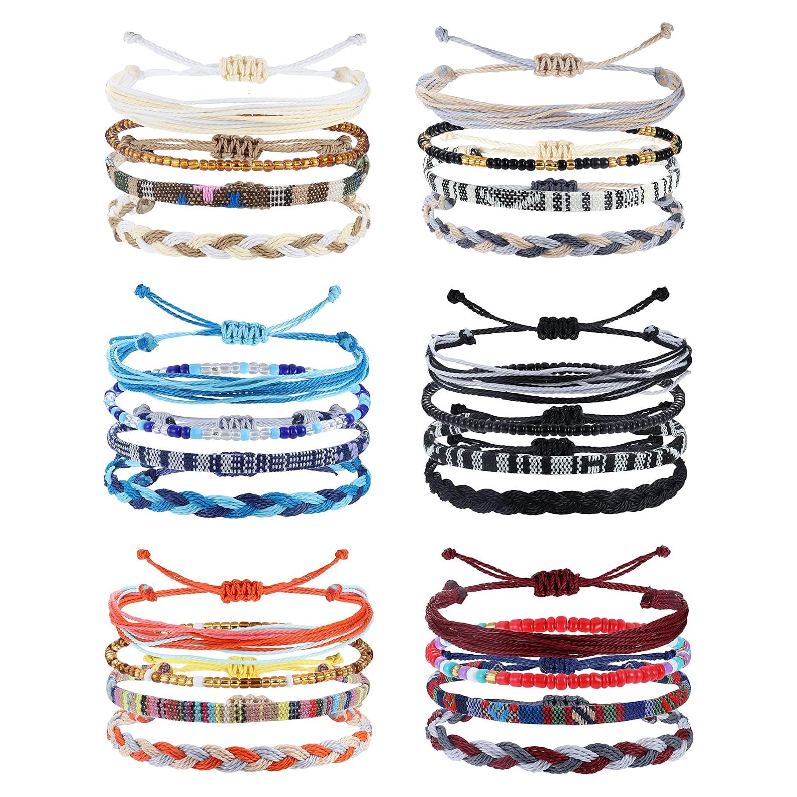 Florideco 24 Pulseras Boho Surfista Ajustables Hechas a Mano