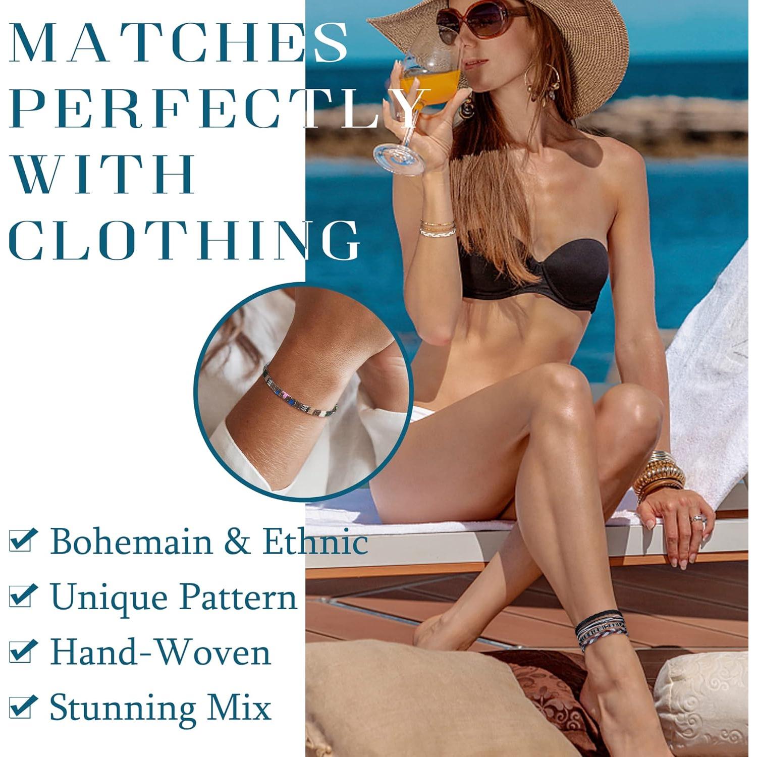 Florideco 24 Pulseras Boho Surfista Ajustables Hechas a Mano