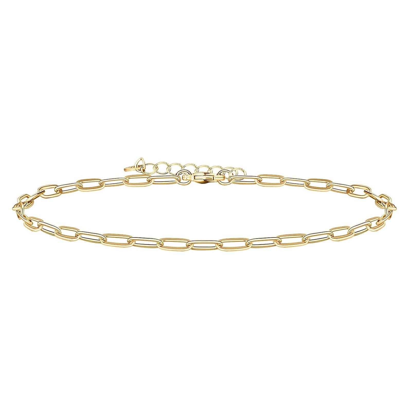 Pulsera de Tobillo de Oro 14K PAVOI Cadena de Eslabones 22.86 cm