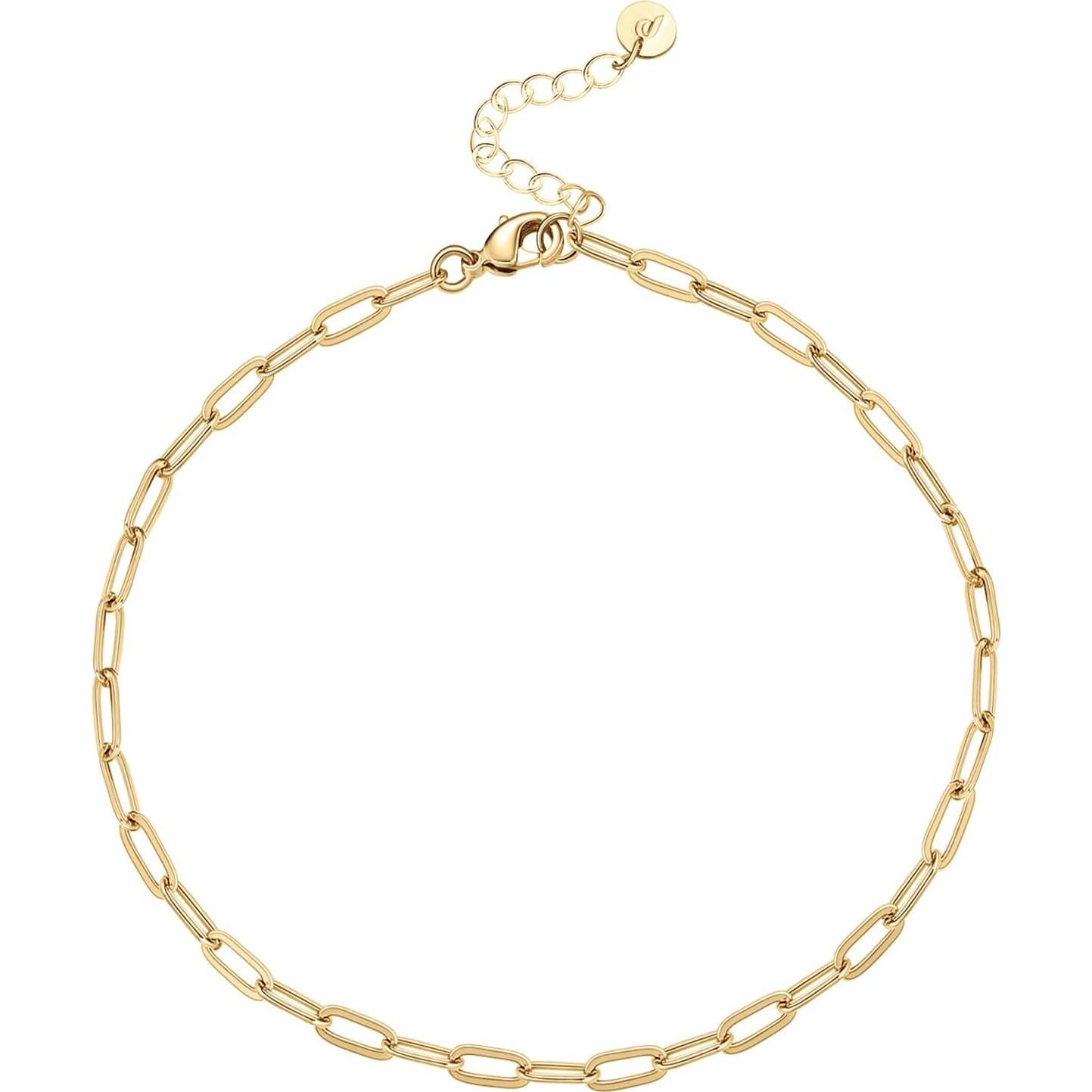 Pulsera de Tobillo de Oro 14K PAVOI Cadena de Eslabones 22.86 cm