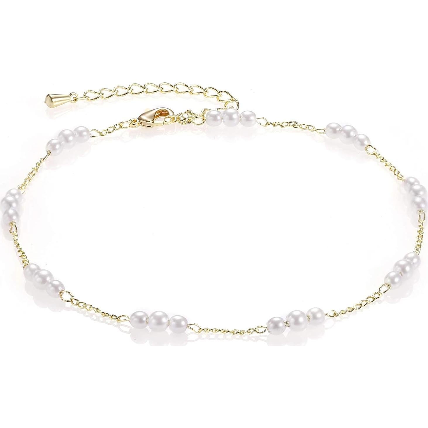 Tobillera de Perlas Kyerlyn Oro 18k Ajustable 21.6 cm