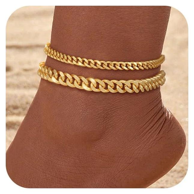 Pulsera de Tobillo de Oro 14K Funsanny Hipoalergénica Impermeable