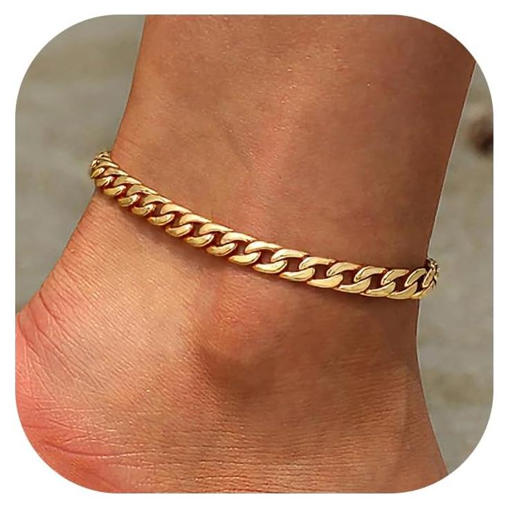 Tobillera de Acero Inoxidable U7 Joyería 18K Oro 20-25 cm