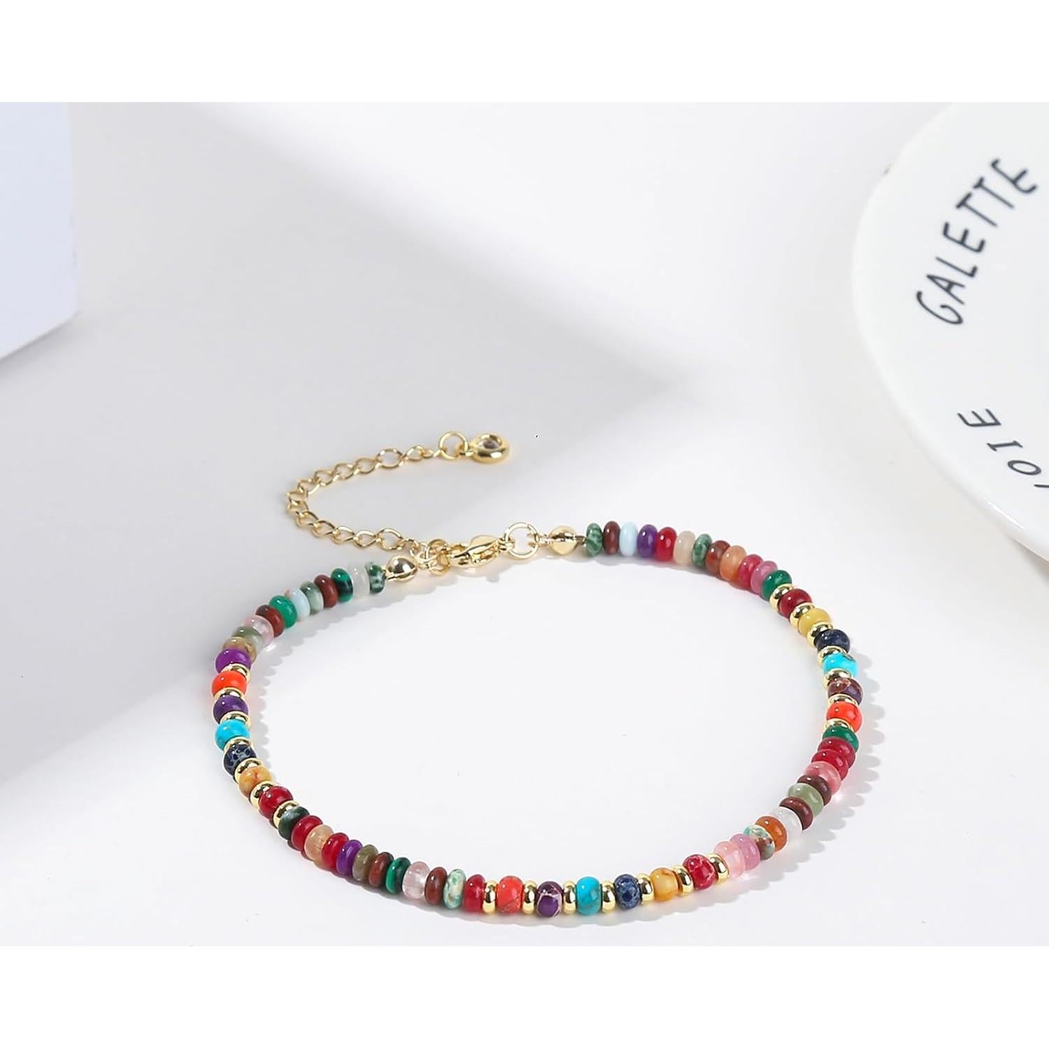 Tobilleras de piedras naturales Wremily para mujeres 19-20 cm