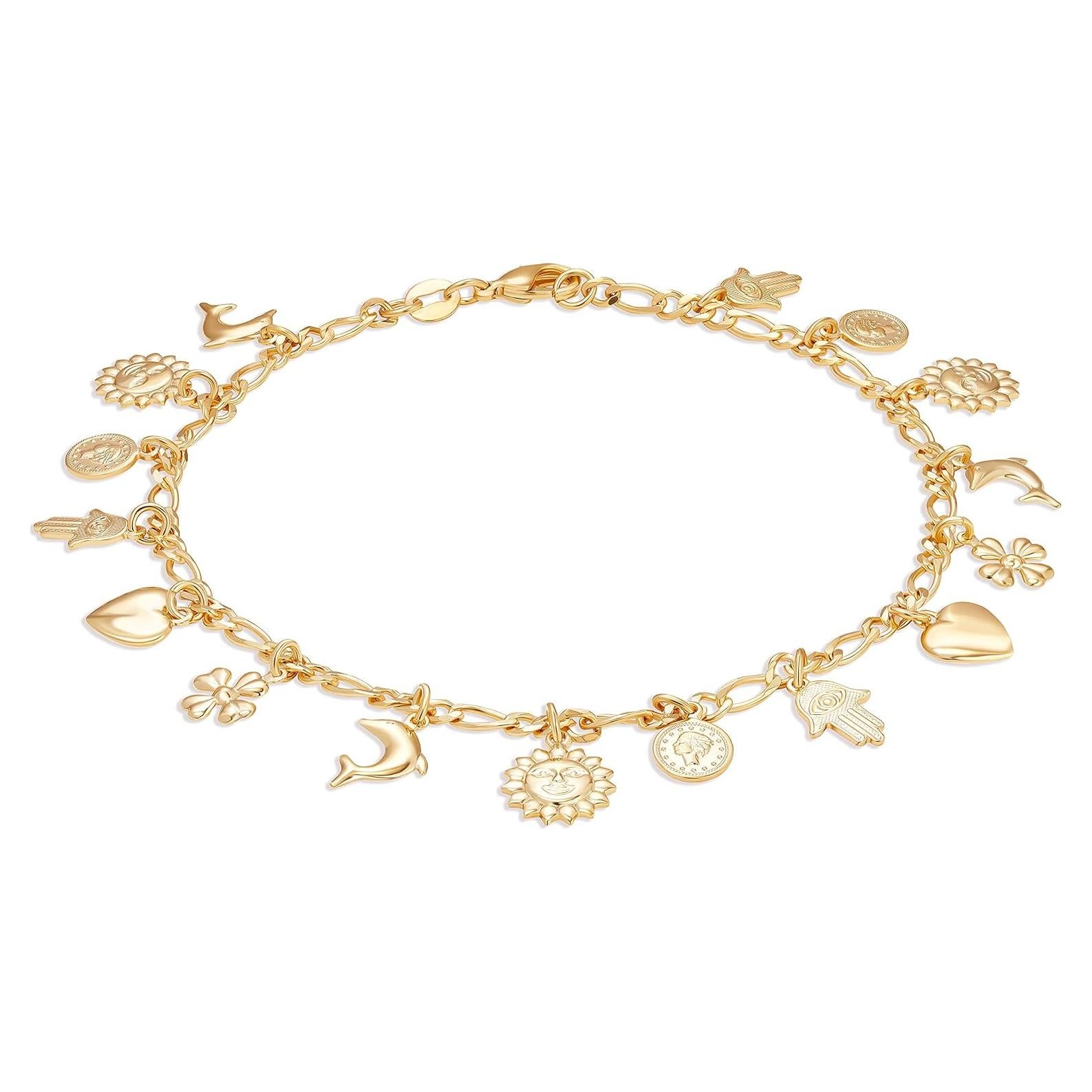 Tobillo con Encanto Chapado en Oro 18K Barzel 25.4 cm