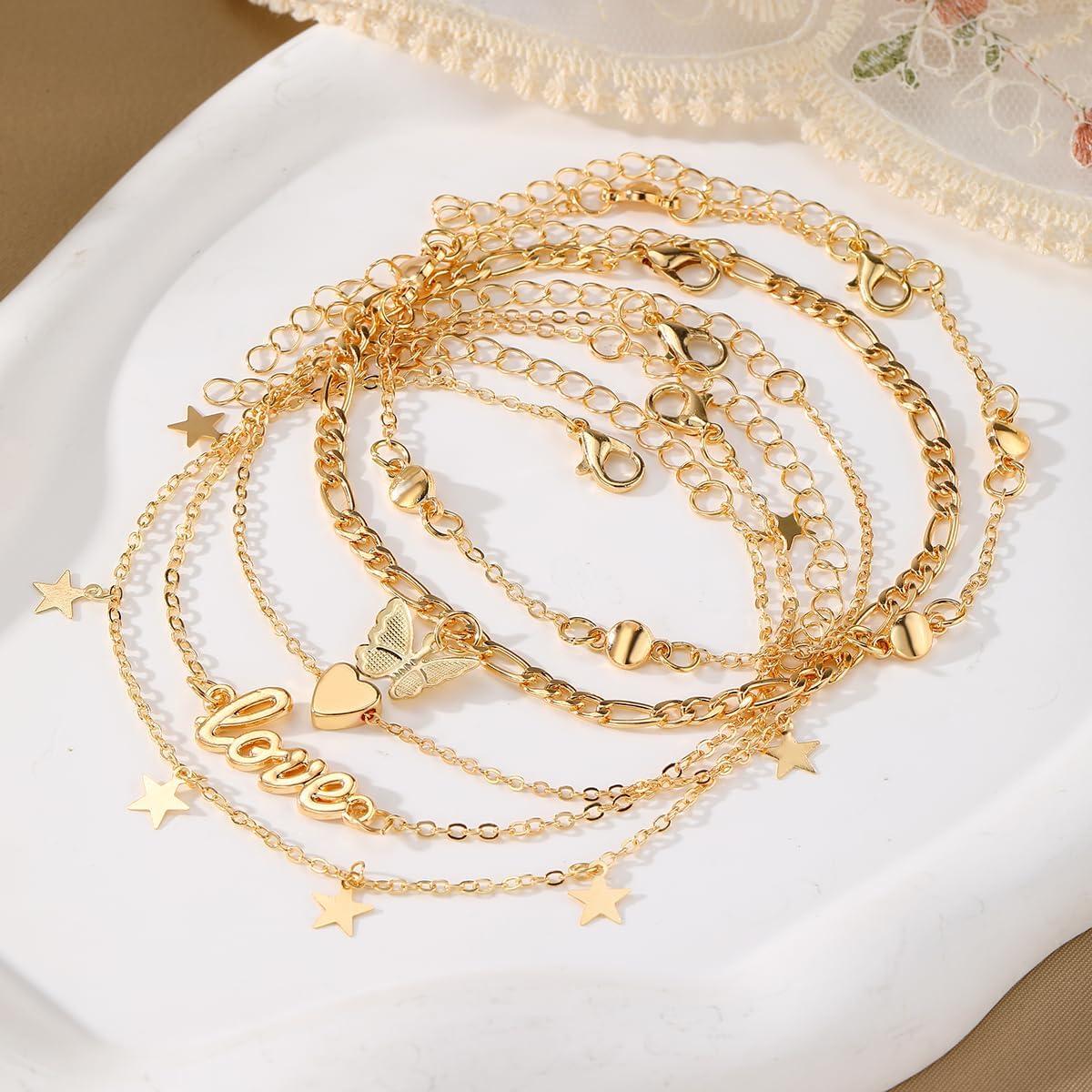 Tobilleras doradas KISS WIFE para mujeres - Joyería delicada