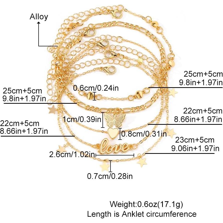 Tobilleras doradas KISS WIFE para mujeres - Joyería delicada