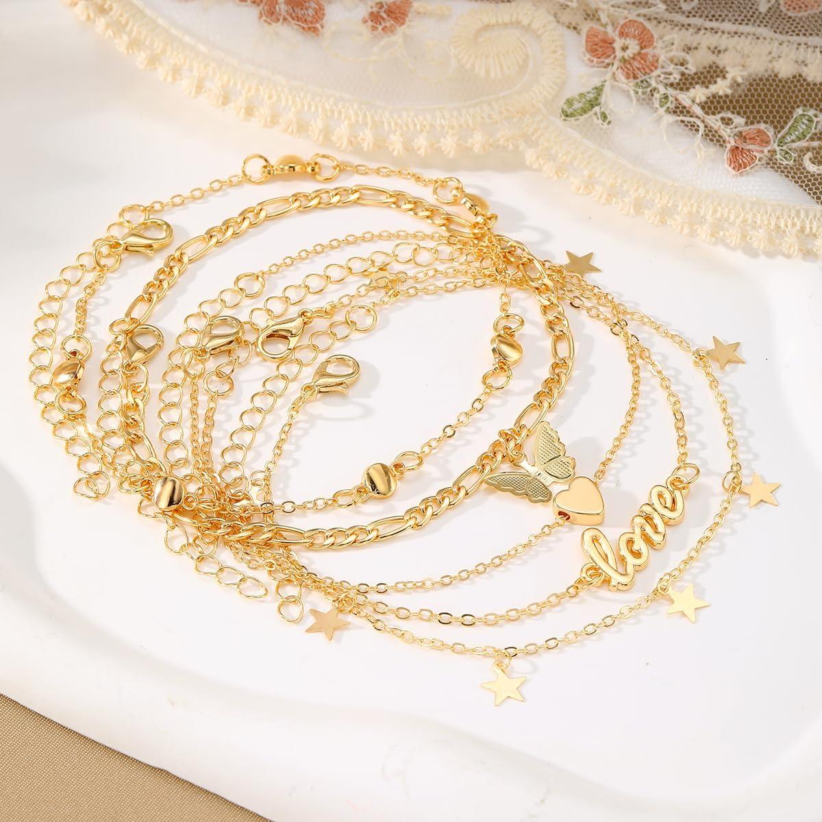 Tobilleras doradas KISS WIFE para mujeres - Joyería delicada