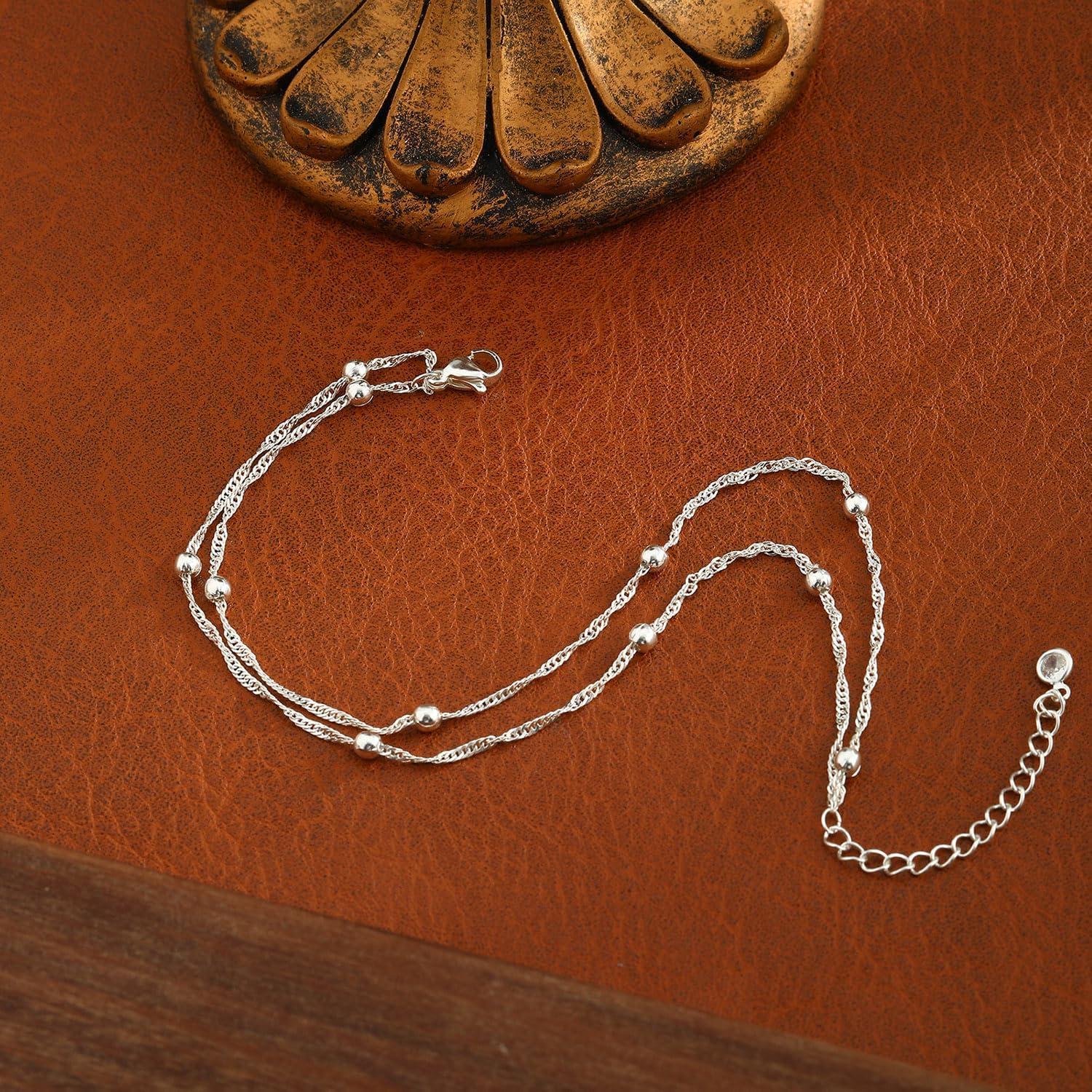 Pulsera de Tobillo LEXODY Plata Esterlina Ajustable 21 cm