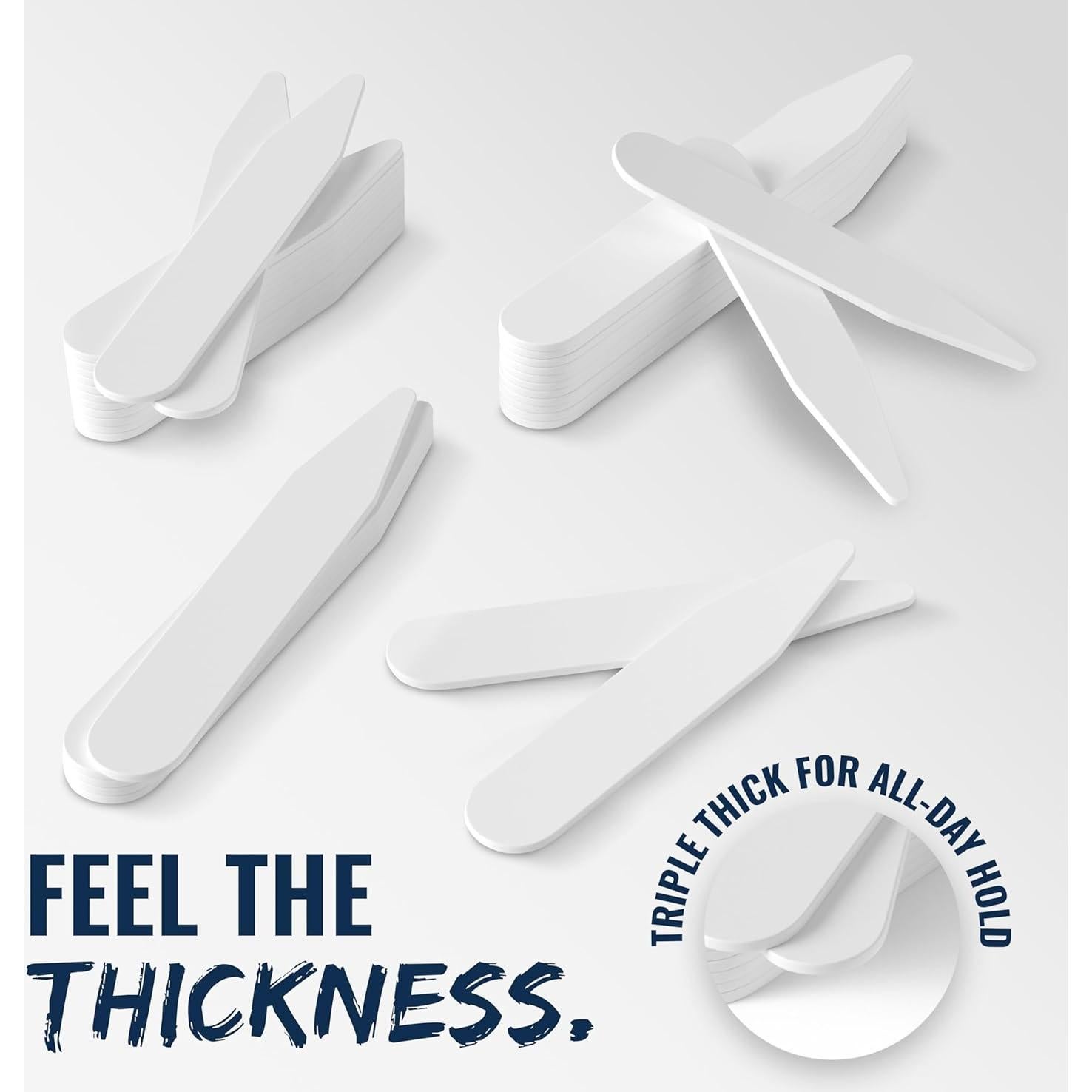 60 Estabilizadores de Cuello de Plástico para Camisas de Hombre - 4 Tamaños