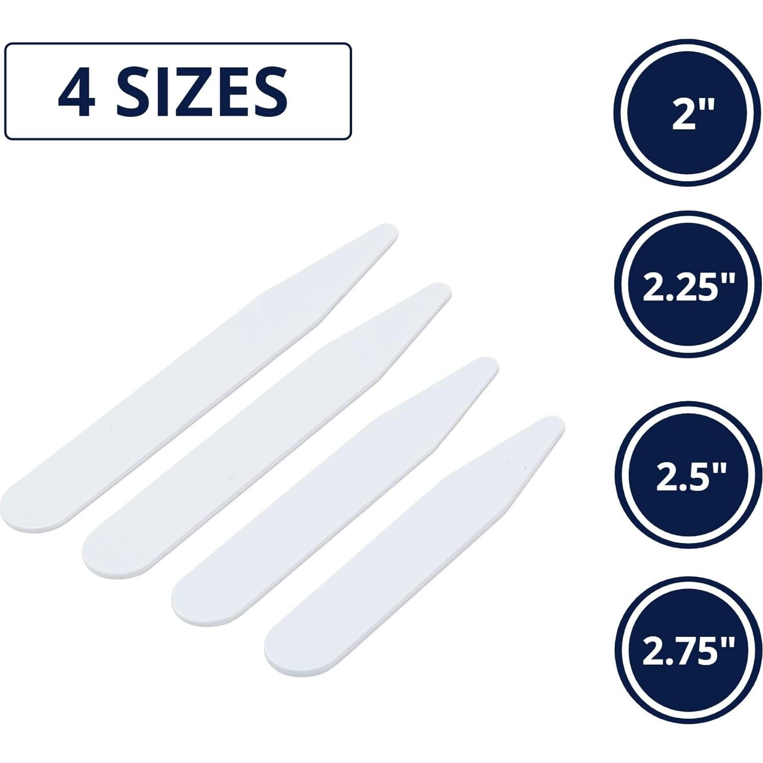 250 Cuellos de Plástico para Camisas de Hombre - 4 Tamaños