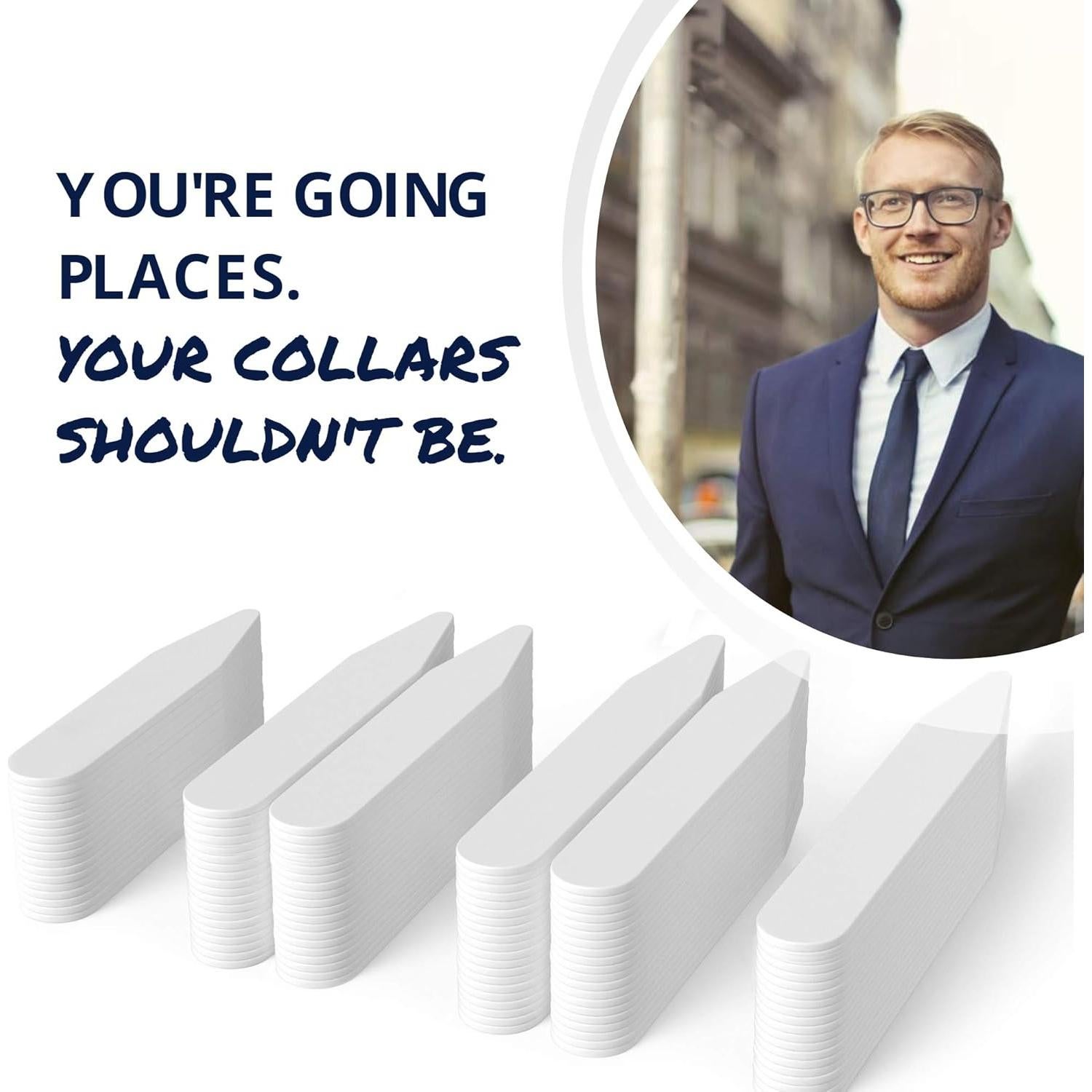 250 Cuellos de Plástico para Camisas de Hombre - 4 Tamaños