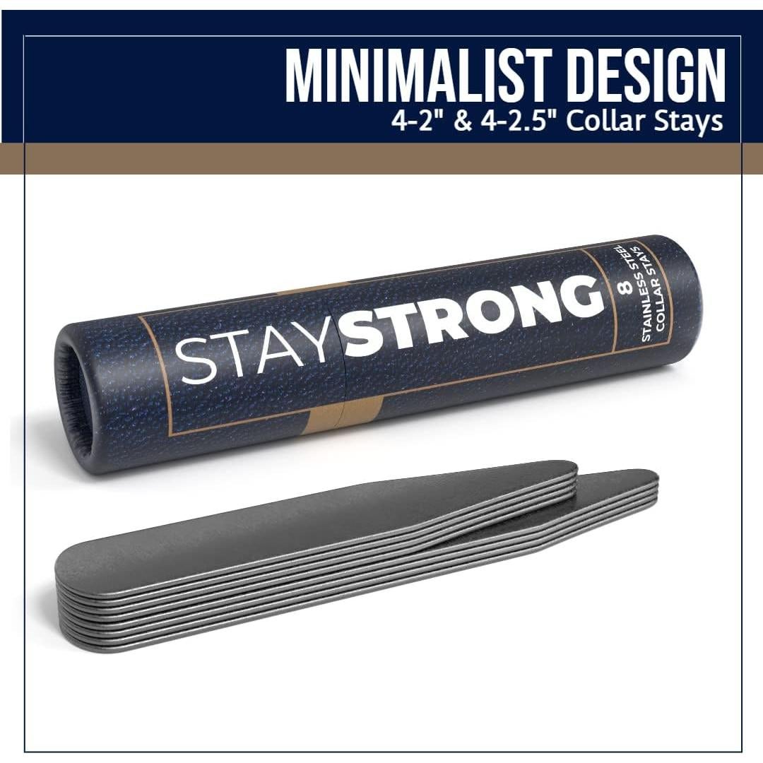 8 Varillas de Metal para Cuellos de Camisas de Hombre - 5.08 y 6.35 cm