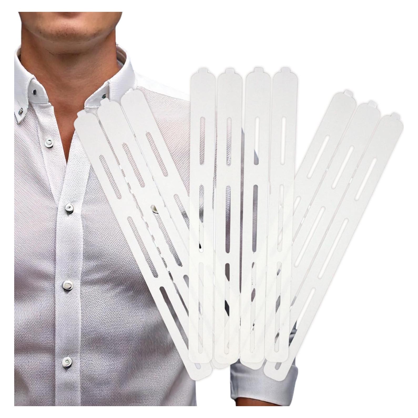 CollarLift Cereza Cromada - Placas Adhesivas para Cuello de Camisa de Hombre