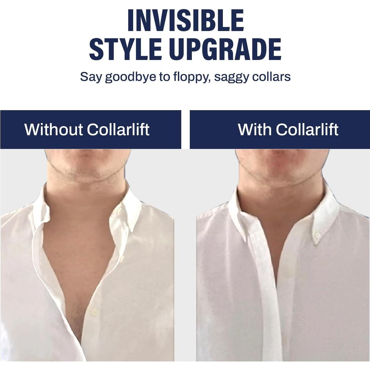 CollarLift Cereza Cromada - Placas Adhesivas para Cuello de Camisa de Hombre