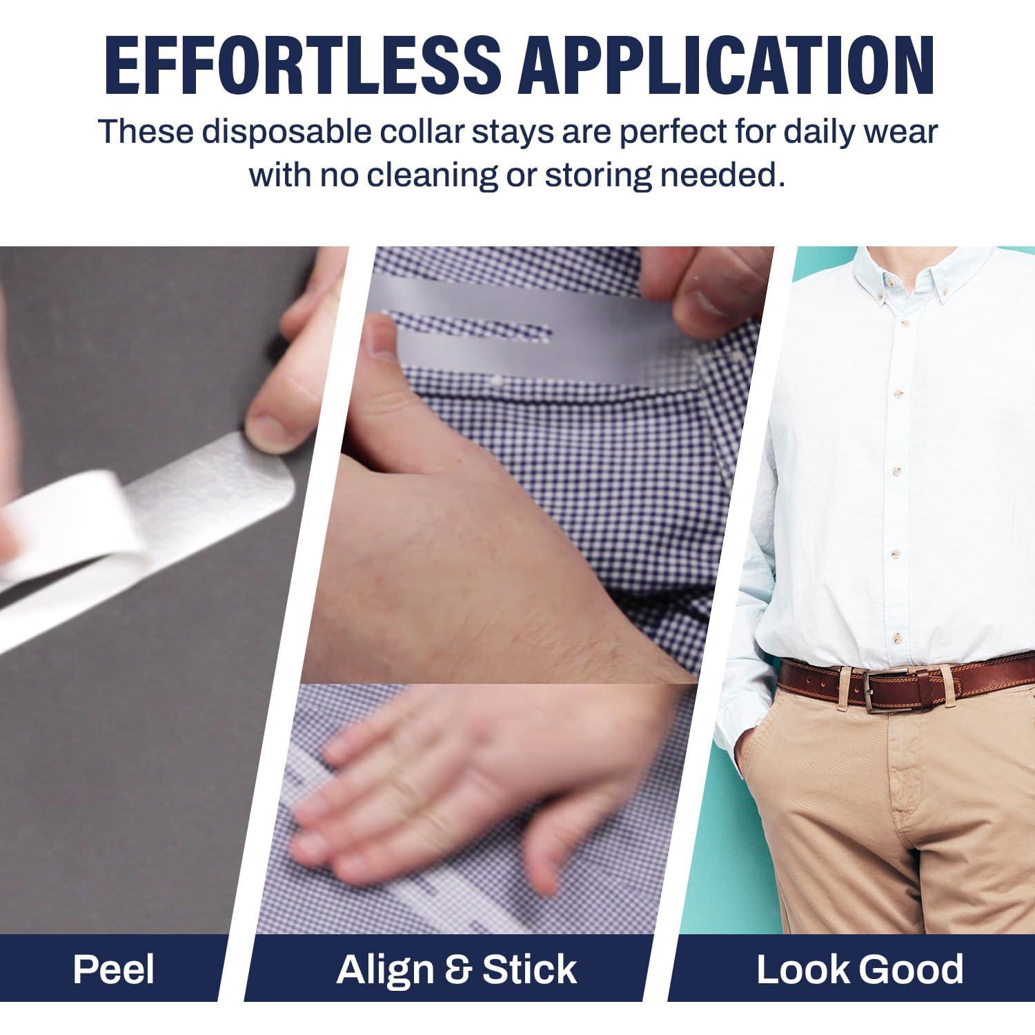 CollarLift Cereza Cromada - Placas Adhesivas para Cuello de Camisa de Hombre