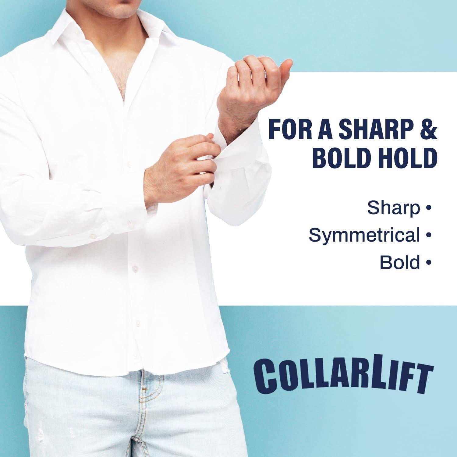 CollarLift Cereza Cromada - Placas Adhesivas para Cuello de Camisa de Hombre