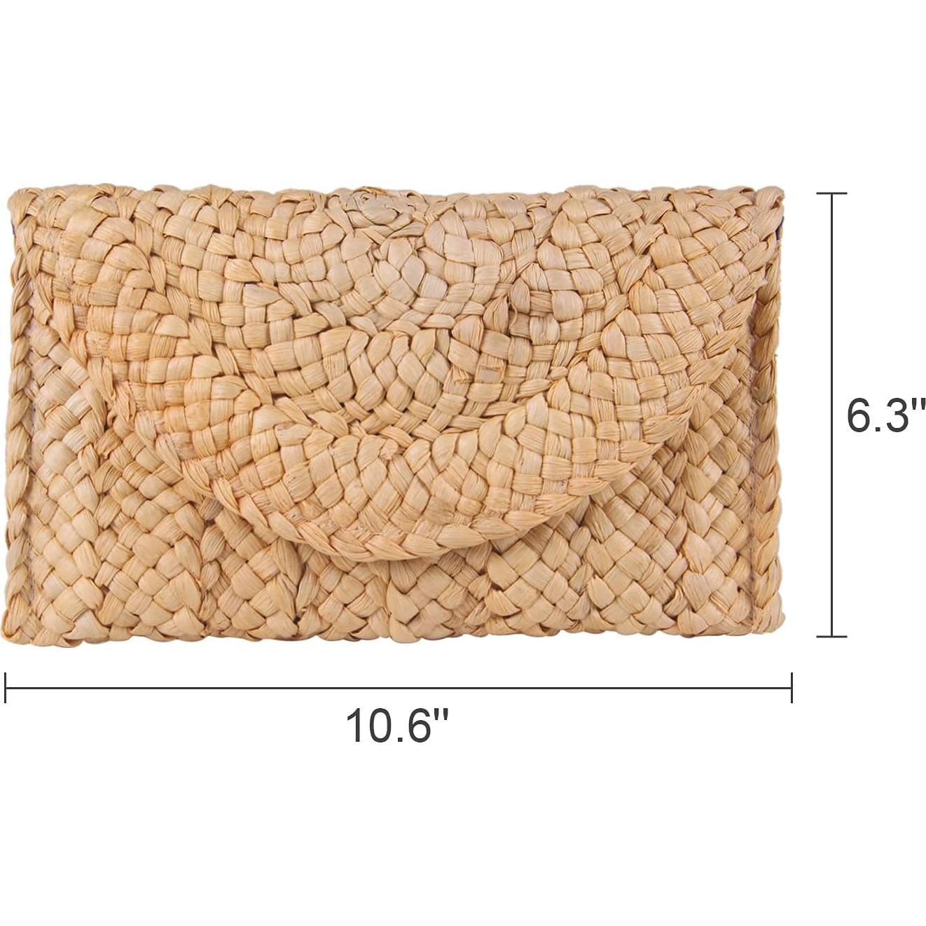 Bolso de mano de paja Freie Liebe 27x16 cm Beige