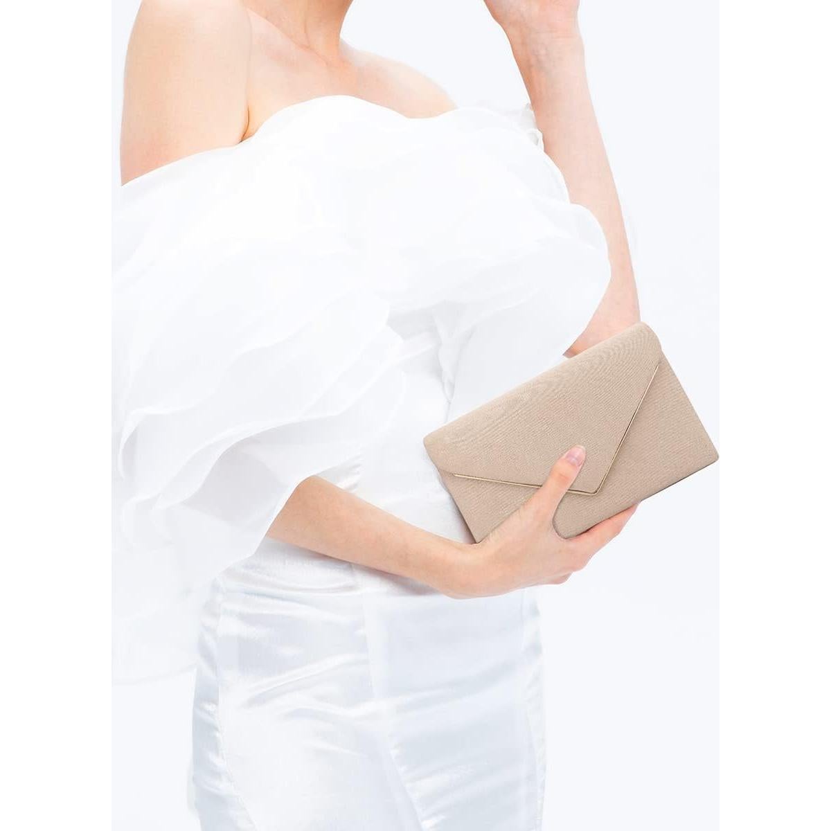 Cartera Clutch BBjinronjy para Mujeres en Ante Sintético Nude