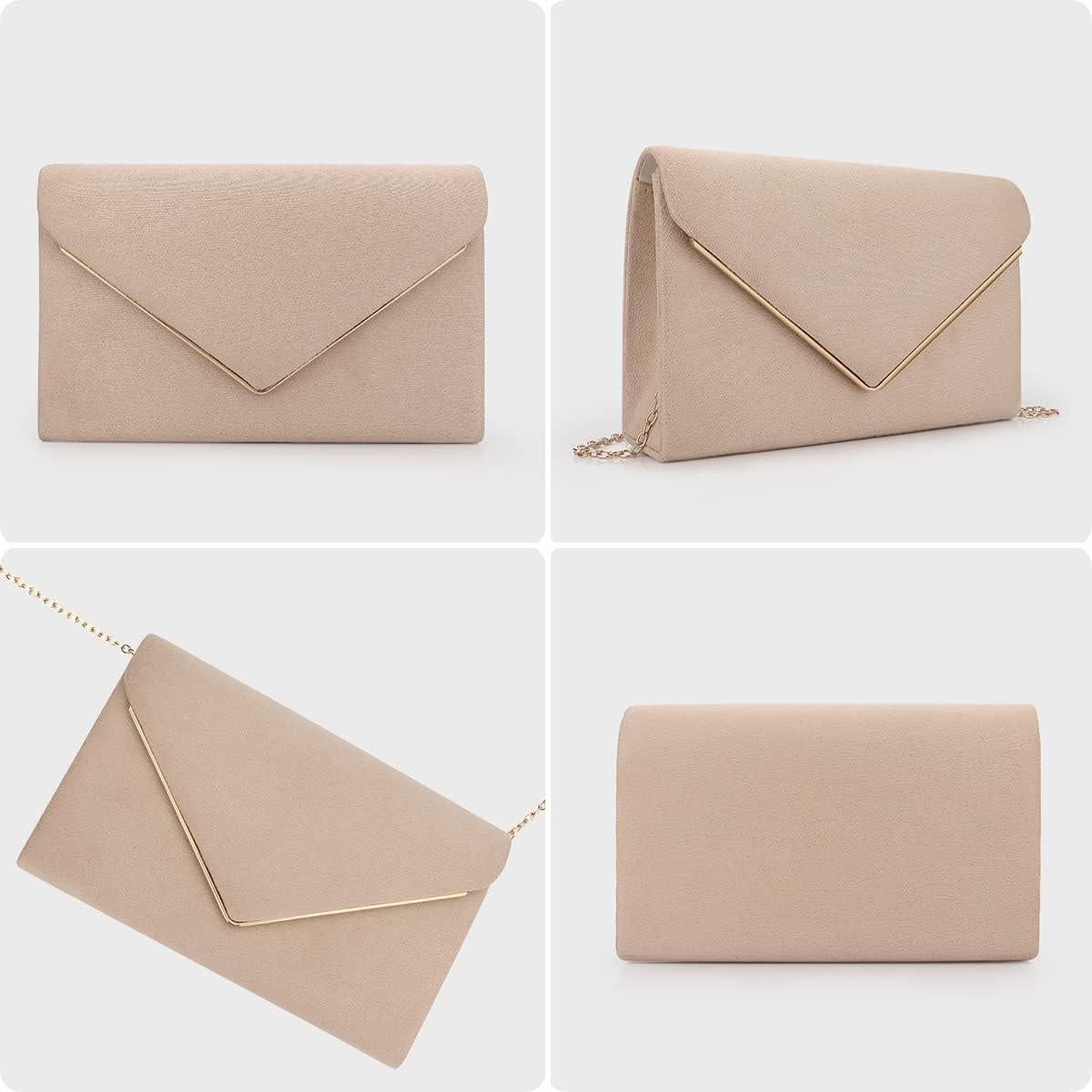 Cartera Clutch BBjinronjy para Mujeres en Ante Sintético Nude