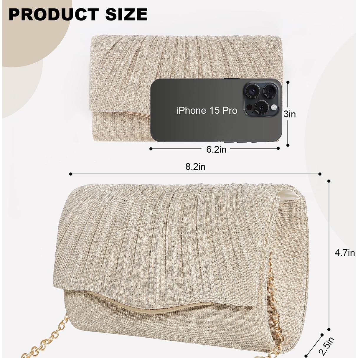 Bolso Clutch Elegante para Mujeres lovyoCoCo Champagne 21x12 cm