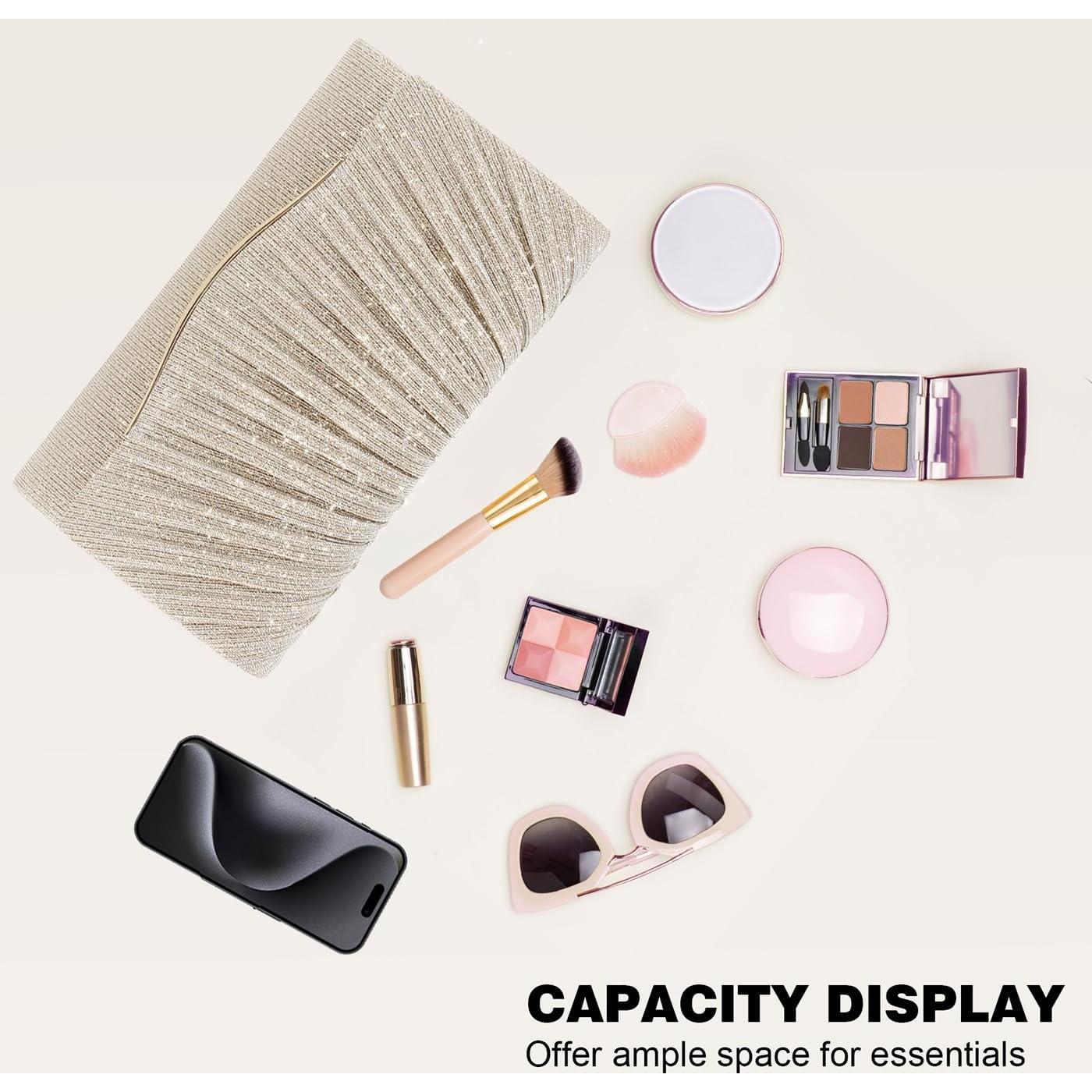 Bolso Clutch Elegante para Mujeres lovyoCoCo Champagne 21x12 cm