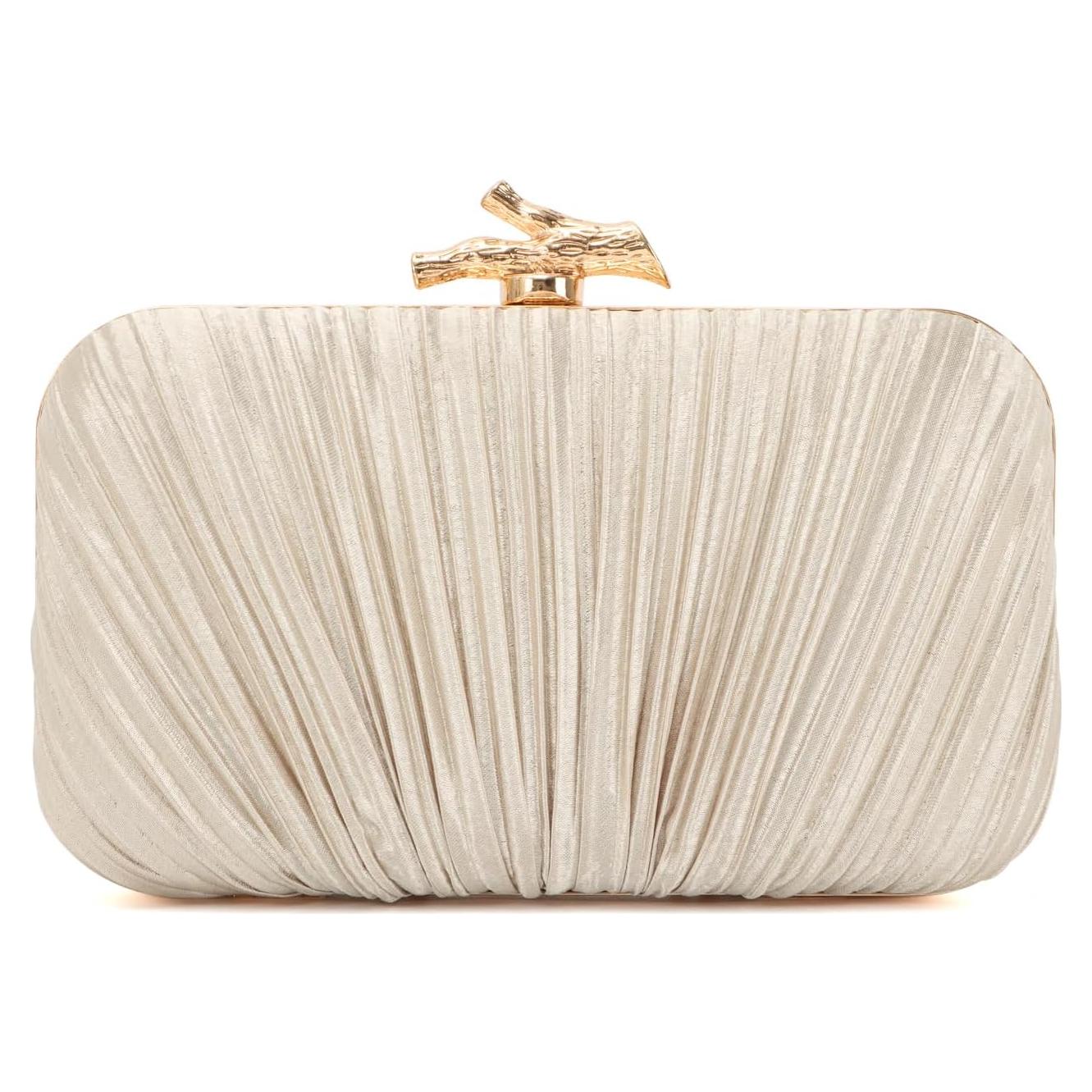 Bolso de Noche Plisado Freie Liebe Dorado para Mujer