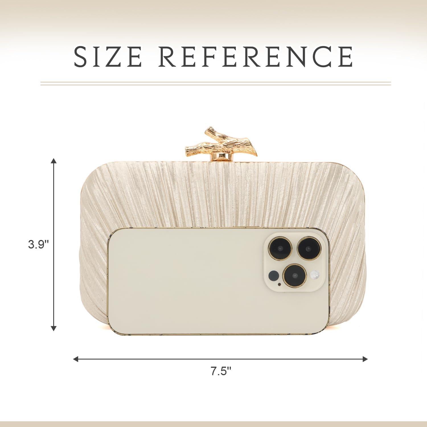 Bolso de Noche Plisado Freie Liebe Dorado para Mujer