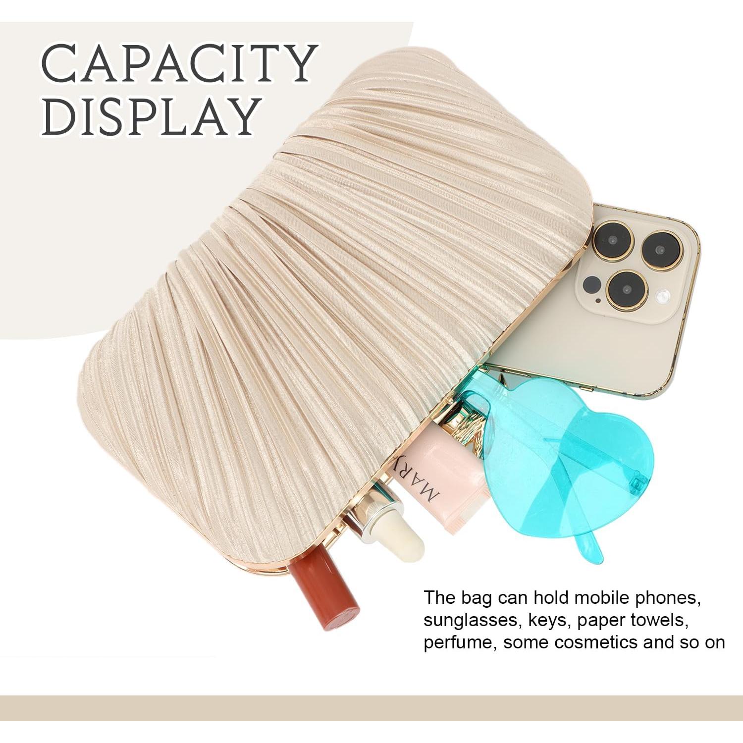 Bolso de Noche Plisado Freie Liebe Dorado para Mujer