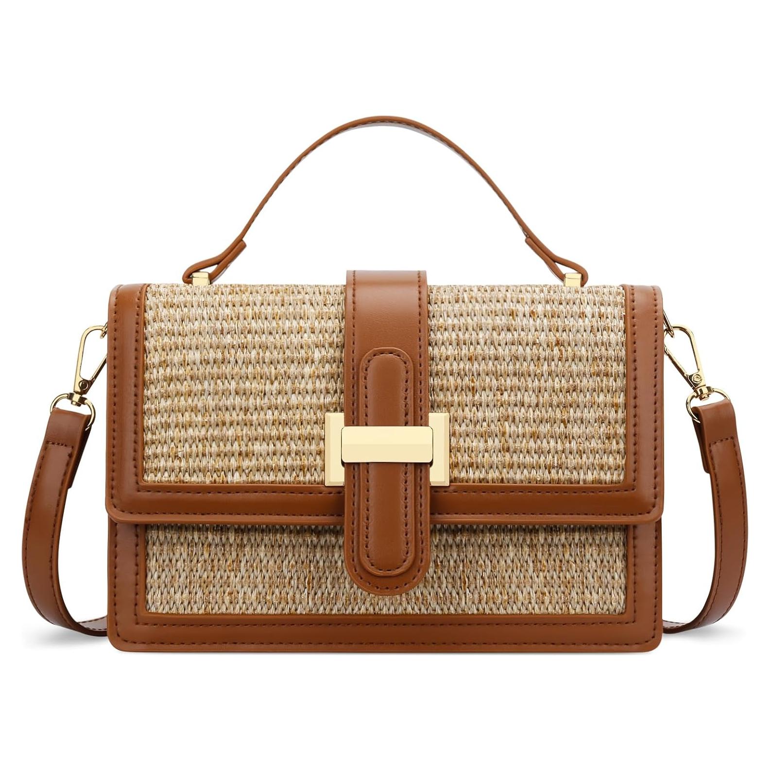 Bolso de paja cruzado KKXIU para mujer - Verano 21.6x14cm