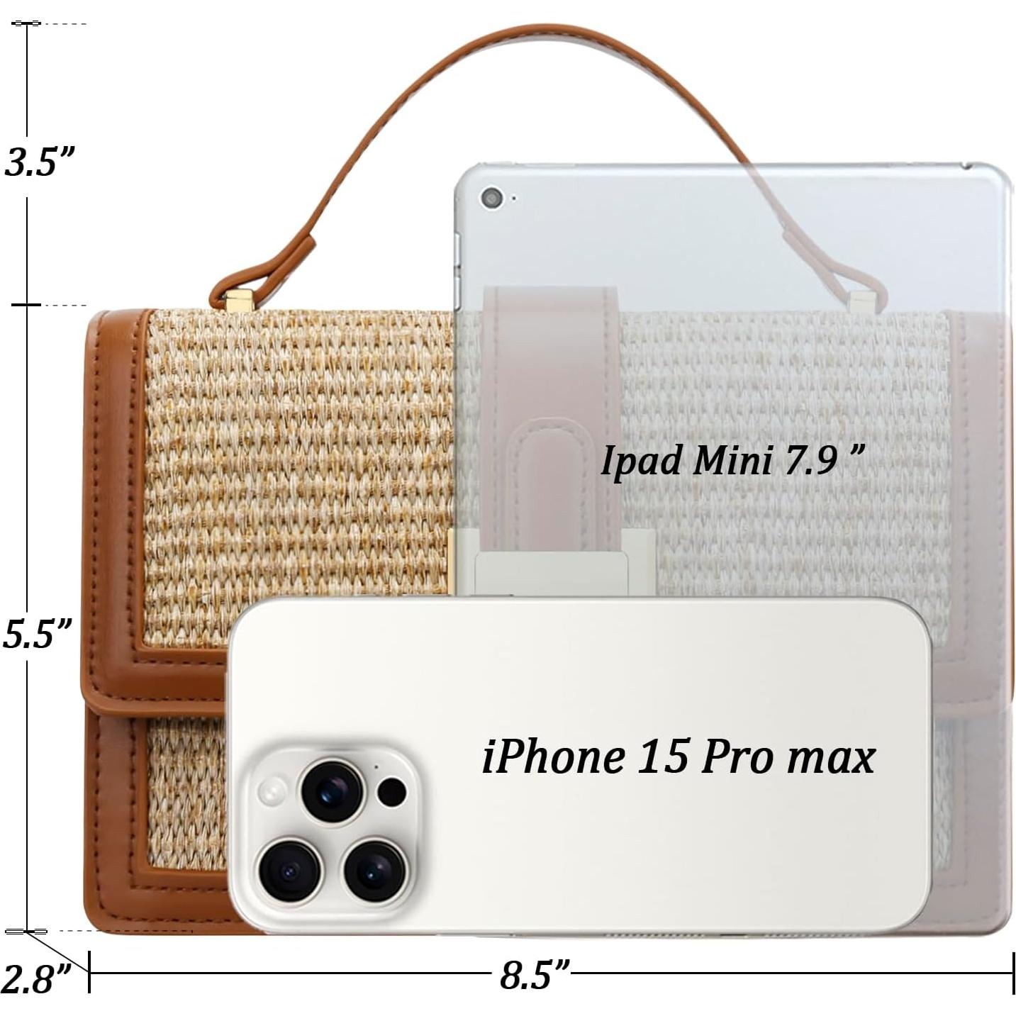 Bolso de paja cruzado KKXIU para mujer - Verano 21.6x14cm